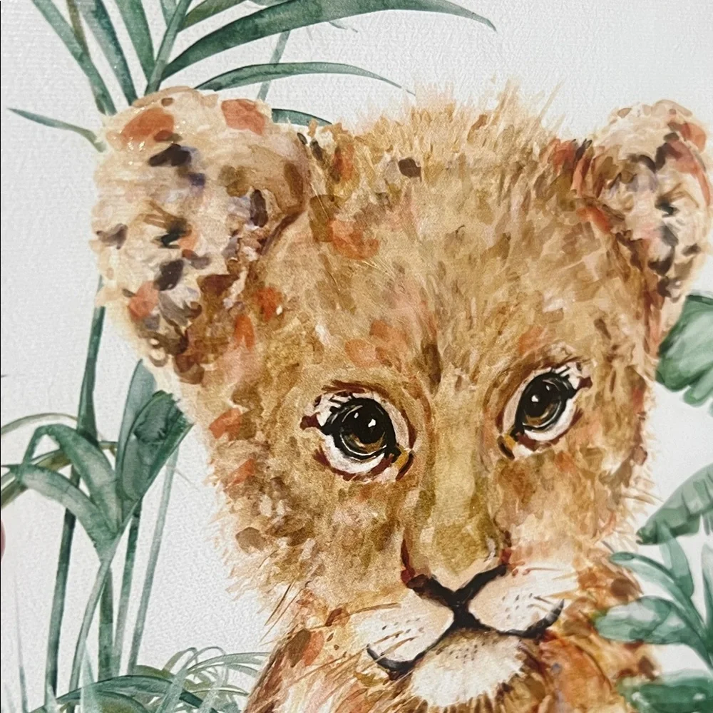 Bella Canvas Lion Cub Wall Art - Brown and Green